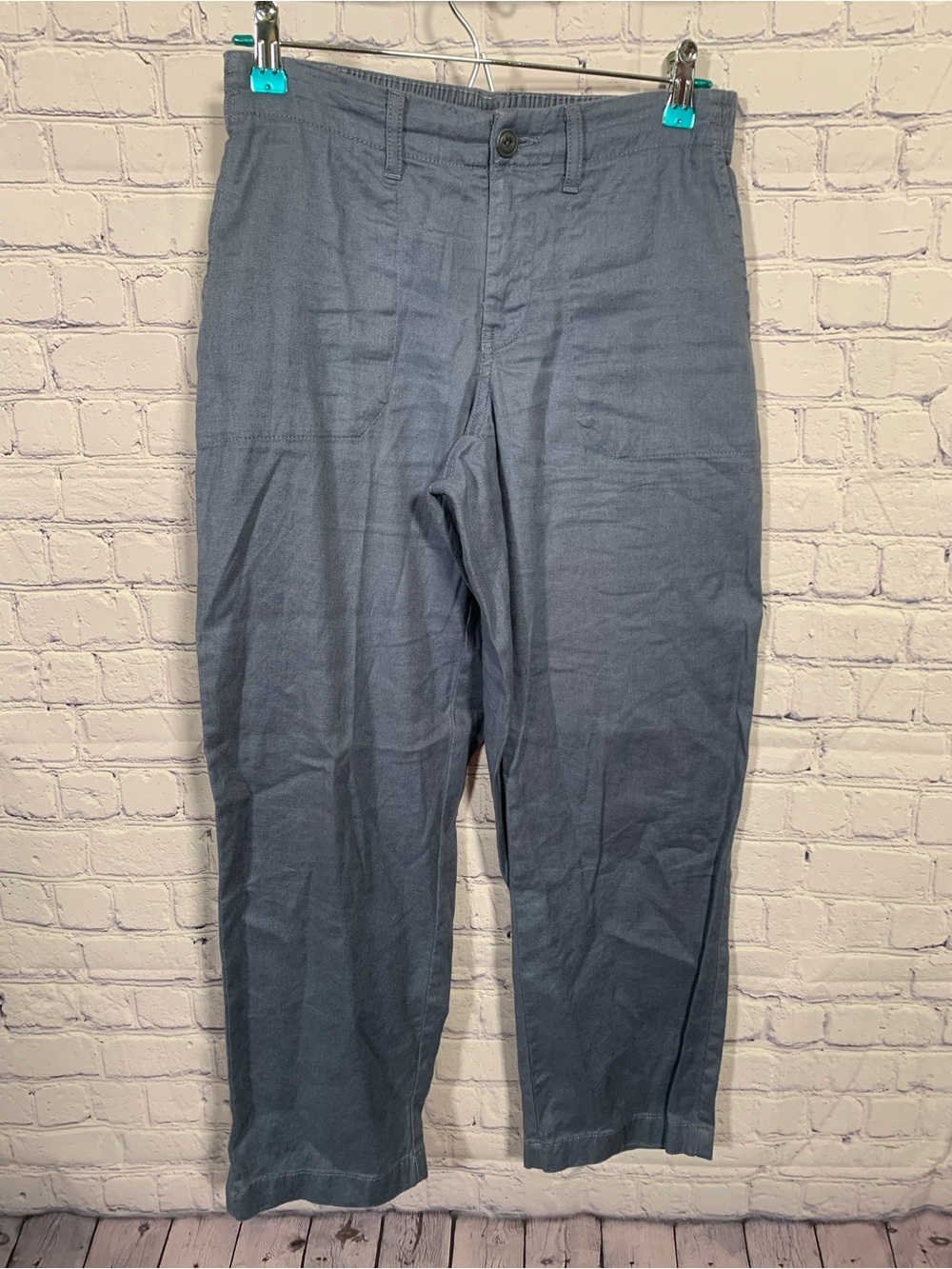 L.L.Bean Womens Comfort Stretch Cotton Linen Pants Blue Size 4 Casual Outdoor